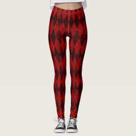 Leggings Arlequín negro rojo angustiado Diamond Argyle