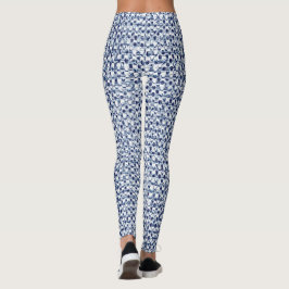 Leggings Armadura geométrica de la materia textil azul del