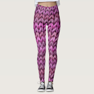 Leggings Armonía de Knit: Textura de banda púrpura