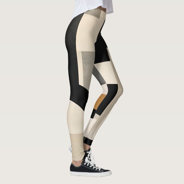 Leggings Armonía en sombras: Composición abstracta de B y w (Derecha)