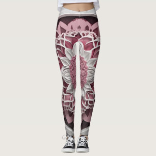 Leggings Armonía floreciente Maroon y Legión floral rosa