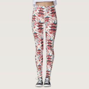 Leggings Arquitectura asiática tradicional con botánicos