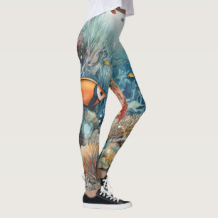 Leggings Arrecife de coral y acuarela de Miami Beach
