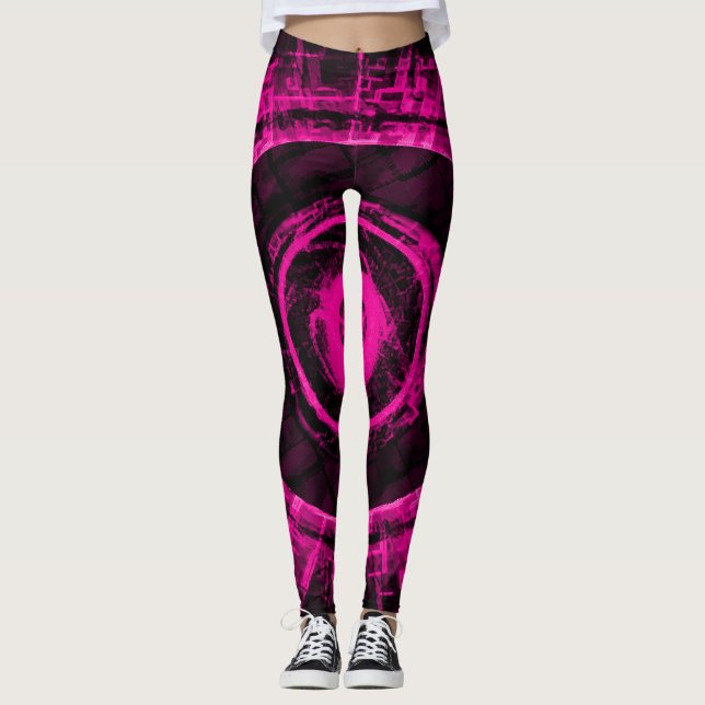Leggings Arrecife de luz negra de bomba Techno rosa (Anverso)
