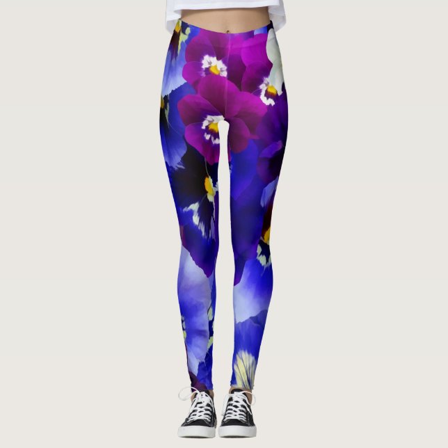 Leggings Arreglo de las flores azules (Anverso)