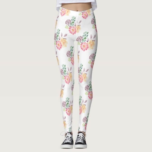 Leggings Arreglo floral de acuarela de moda (Anverso)