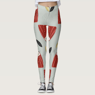 Leggings Arreglo floral rojo y caprichoso