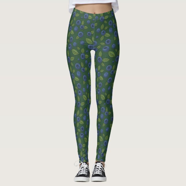 Leggings Arroz azul en verde oscuro (Anverso)