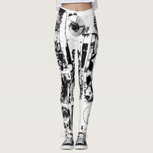 Leggings ART COLLAGE blanco y negro + tus ideas