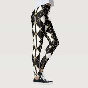 Leggings Art Deco Black and Gold Geometric luxury