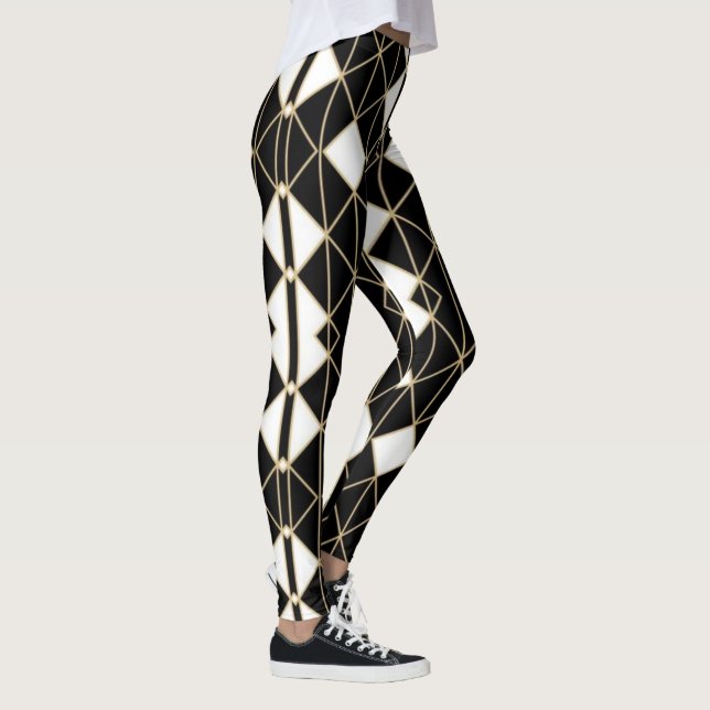 Leggings Art Deco Black and Gold Geometric luxury (Derecha)