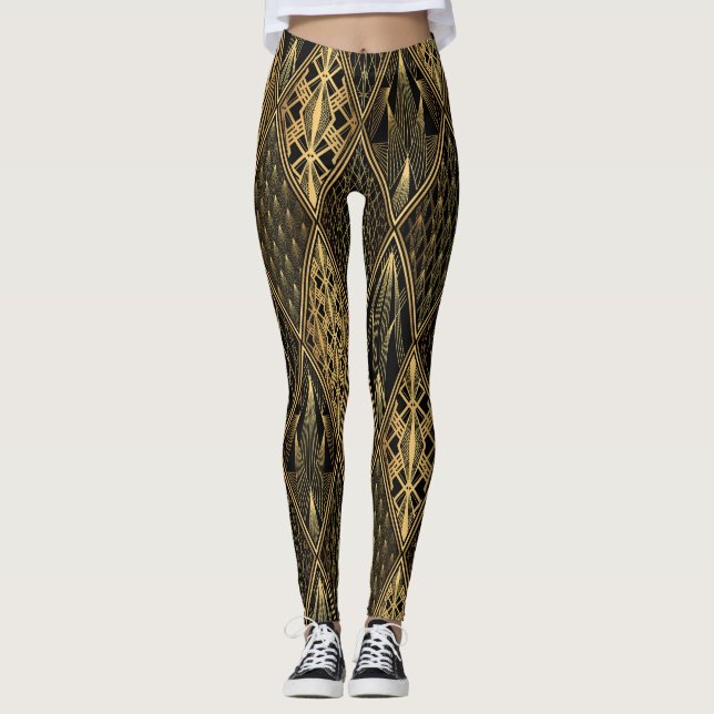 Leggings Art Deco Black Gold Elegance (Anverso)