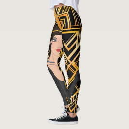 Leggings art deco, chica de aletas, vintage, gran Gatsby, m