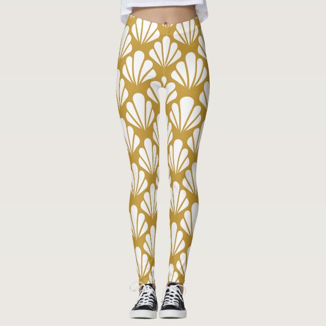 Leggings Art Deco, con un patrón geométrico floral sin cost (Anverso)