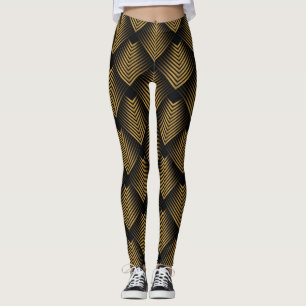 Leggings Art Deco: Cuadrados de oro, tapiz de esquina.