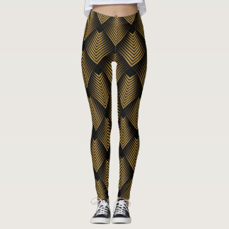 Leggings Art Deco: Cuadrados de oro, tapiz de esquina.