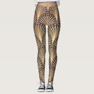 Leggings Art Deco Gold: Lujo geométrico minimalista