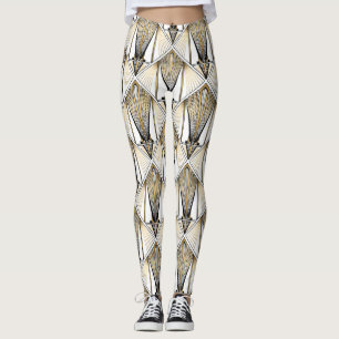 Leggings Art Deco, motivo de oro de lujo