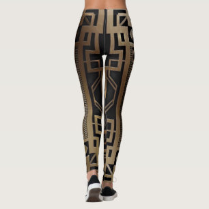 Leggings Art deco, nouveau, vintage, negro, oro, moda, eleg