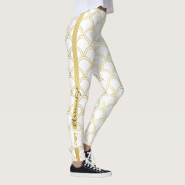 Leggings Art Deco Ocean Wave Patten Gold Purpurina Seahorse