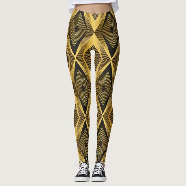 Leggings Art Deco: Resumen de fondo geométrico (Anverso)