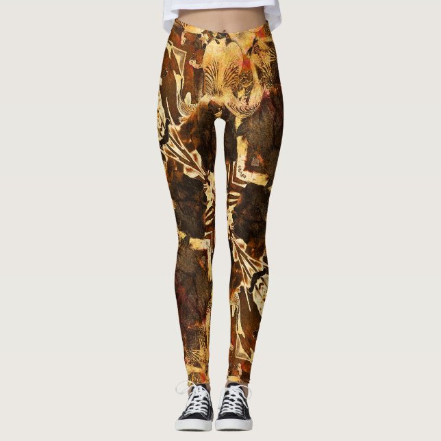 Leggings Art Nouveau: La cosecha de oro marrón (Anverso)
