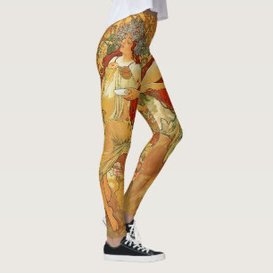Leggings Art Nouveau Mujer Otoño Alfonso Marrón Oro Mucha