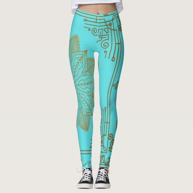 Leggings Art Nouveau turquesa (Anverso)