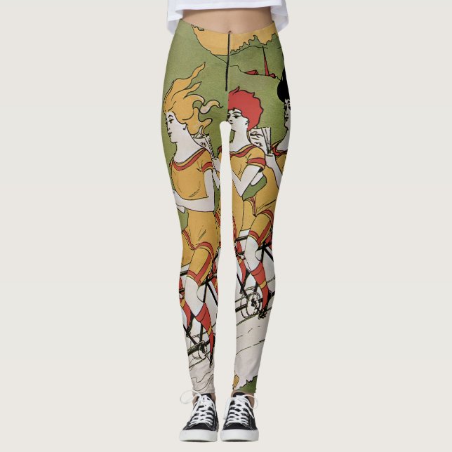 Leggings Art Nouveau vintage, bicicleta tándem Beart (Anverso)