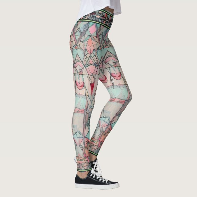 Leggings Art Nouveau y arte digital inspirado en el arte pe (Derecha)