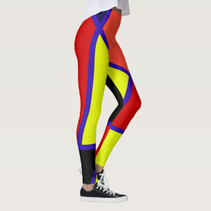 Leggings Arte Abstracto Azul Amarillo Rojo Minimalismo