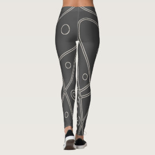 Leggings Arte Abstracto Chrcoa lCírculos de Línea Blanca Mi