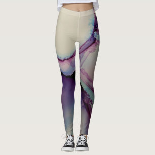 Leggings Arte abstracto con tinta de alcohol rosa púrpura a