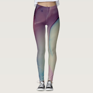 Leggings Arte abstracto con tinta de alcohol rosa púrpura a