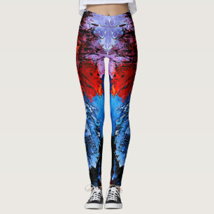 Leggings Arte abstracto contemporáneo chillón azul rojo azu