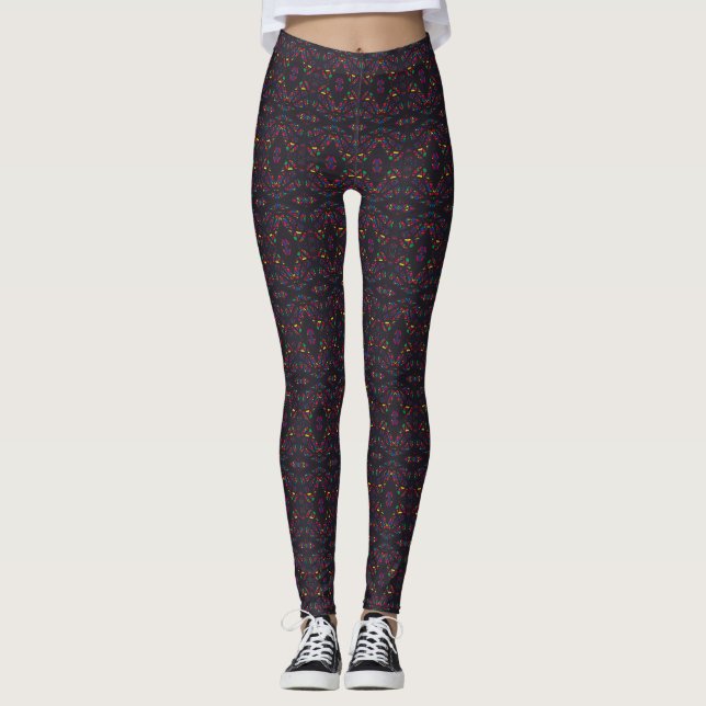 Leggings Arte abstracto de acuarela al gouache de arcoíris  (Anverso)