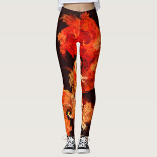 Leggings Arte abstracto de aves de fuego bailando