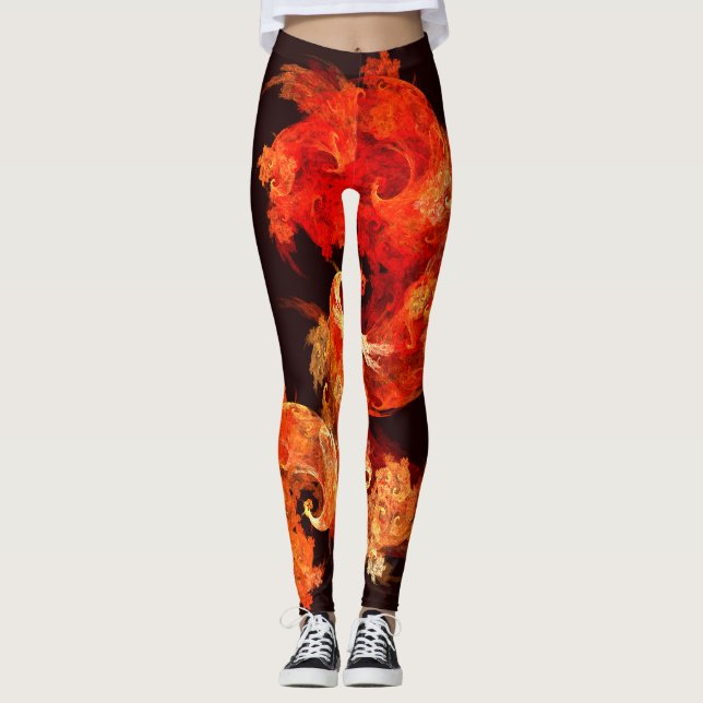 Leggings Arte abstracto de aves de fuego bailando (Anverso)