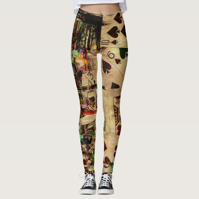 Leggings Arte abstracto de Digitaces de los naipes del (Anverso)