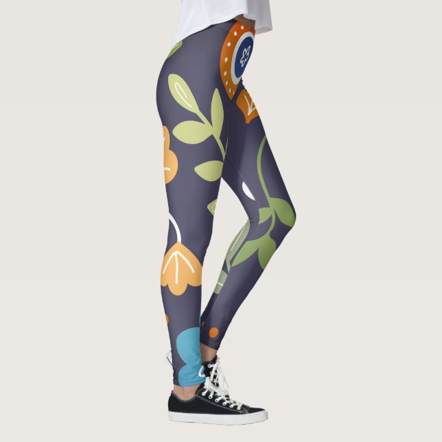Leggings Arte abstracto de flores y folletos (Derecha)