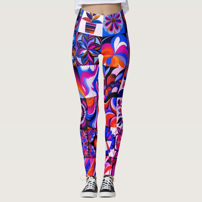 Leggings Arte abstracto de patchwork par de modernos person (Anverso)