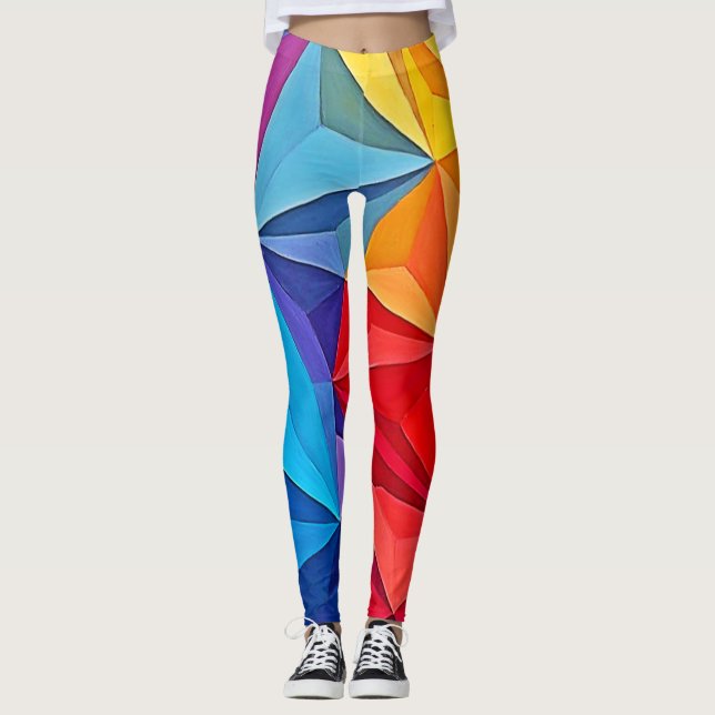 Leggings Arte abstracto de prisma geométrico audaz (Anverso)