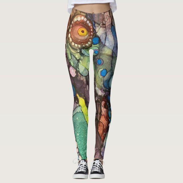Leggings Arte abstracto de tinta de alcohol silvestre y col (Anverso)