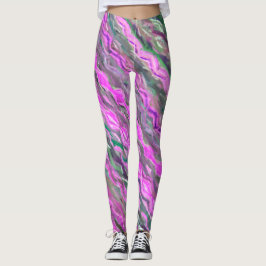 Leggings Arte abstracto de tiza pastel rosa, púrpura y verd