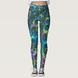 Leggings Arte abstracto en espiral fractal de tono de joya