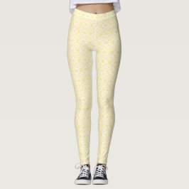 Leggings Arte abstracto en gouache blanco amarillo apasiona