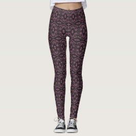 Leggings Arte abstracto en gouache rosa negro espectroscópi
