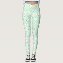 Leggings Arte abstracto en gouache verde blanco fogoso