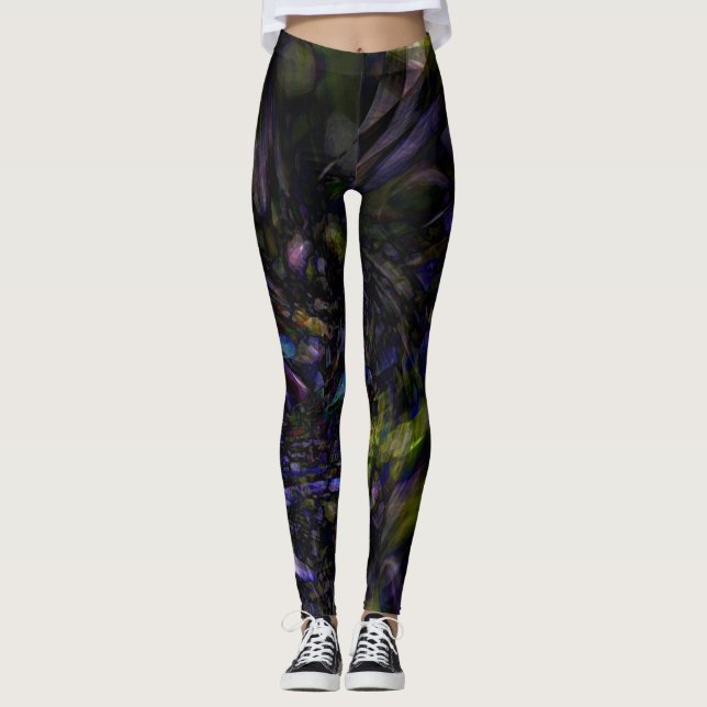 Leggings Arte abstracto funky en vidrio salpicaduras de col (Anverso)