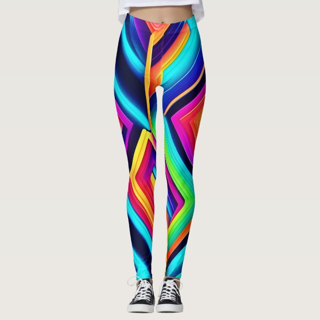 Leggings Arte abstracto geométrico neón (Anverso)